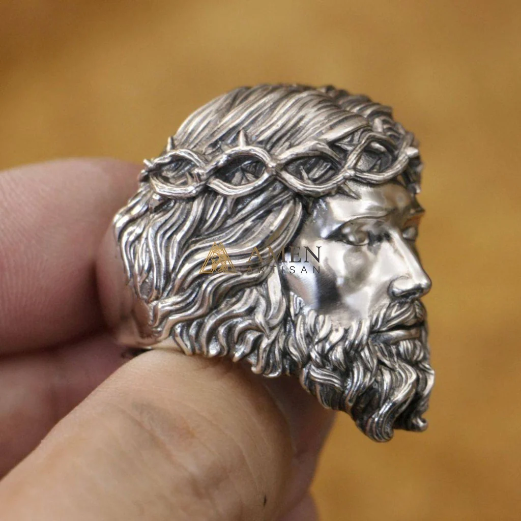 925 Sterling Silver Crown of Thorns Ring Amen Artisan - Image 10