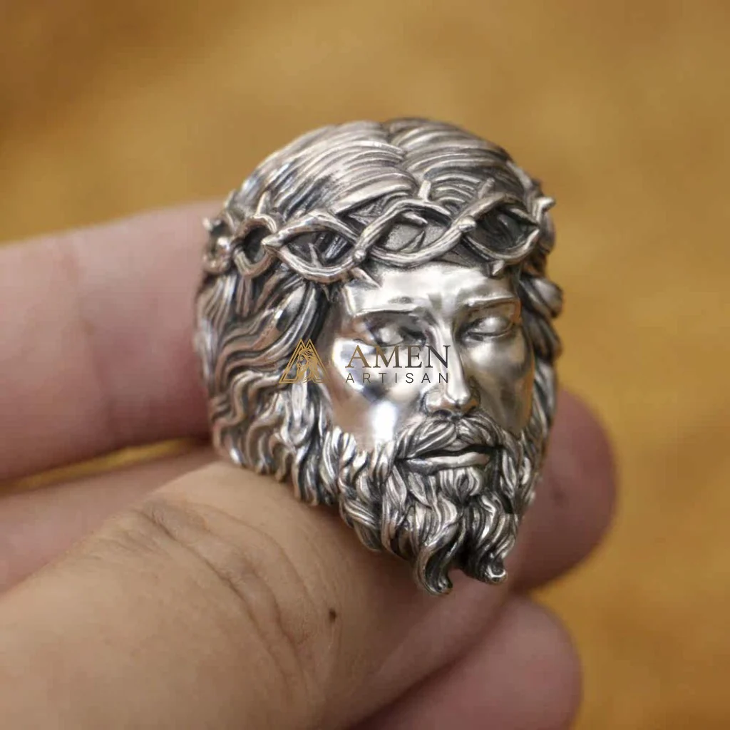 925 Sterling Silver Crown of Thorns Ring Amen Artisan - Image 9