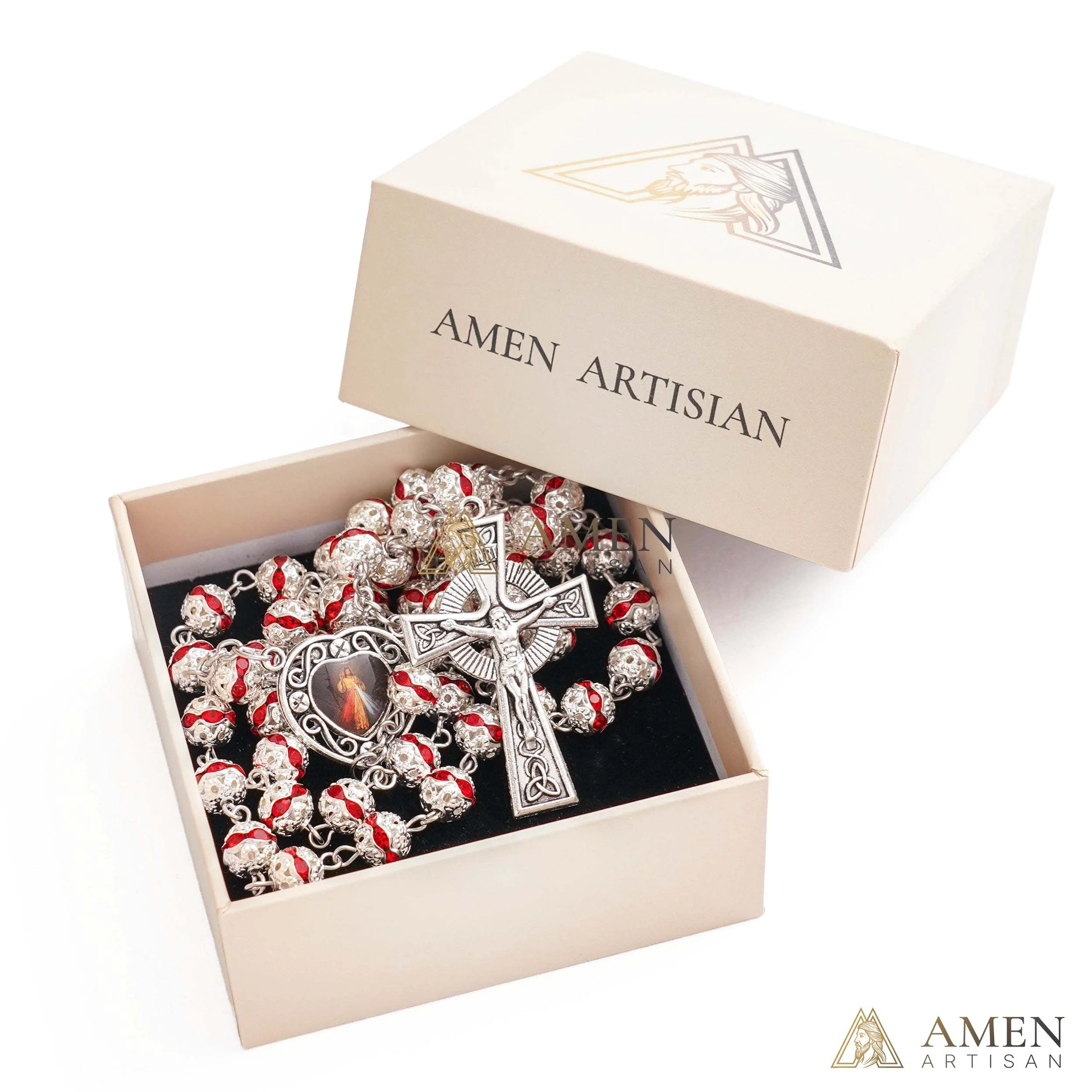 Alloy&Zirconia Bead Crucifix Rosary Amen Artisan - Image 10