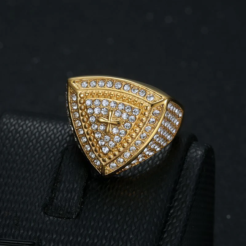 Gold Christ Ring with Diamond and Crucifix Amen Artisan - Image 5