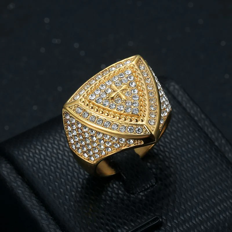 Gold Christ Ring with Diamond and Crucifix Amen Artisan - Image 7