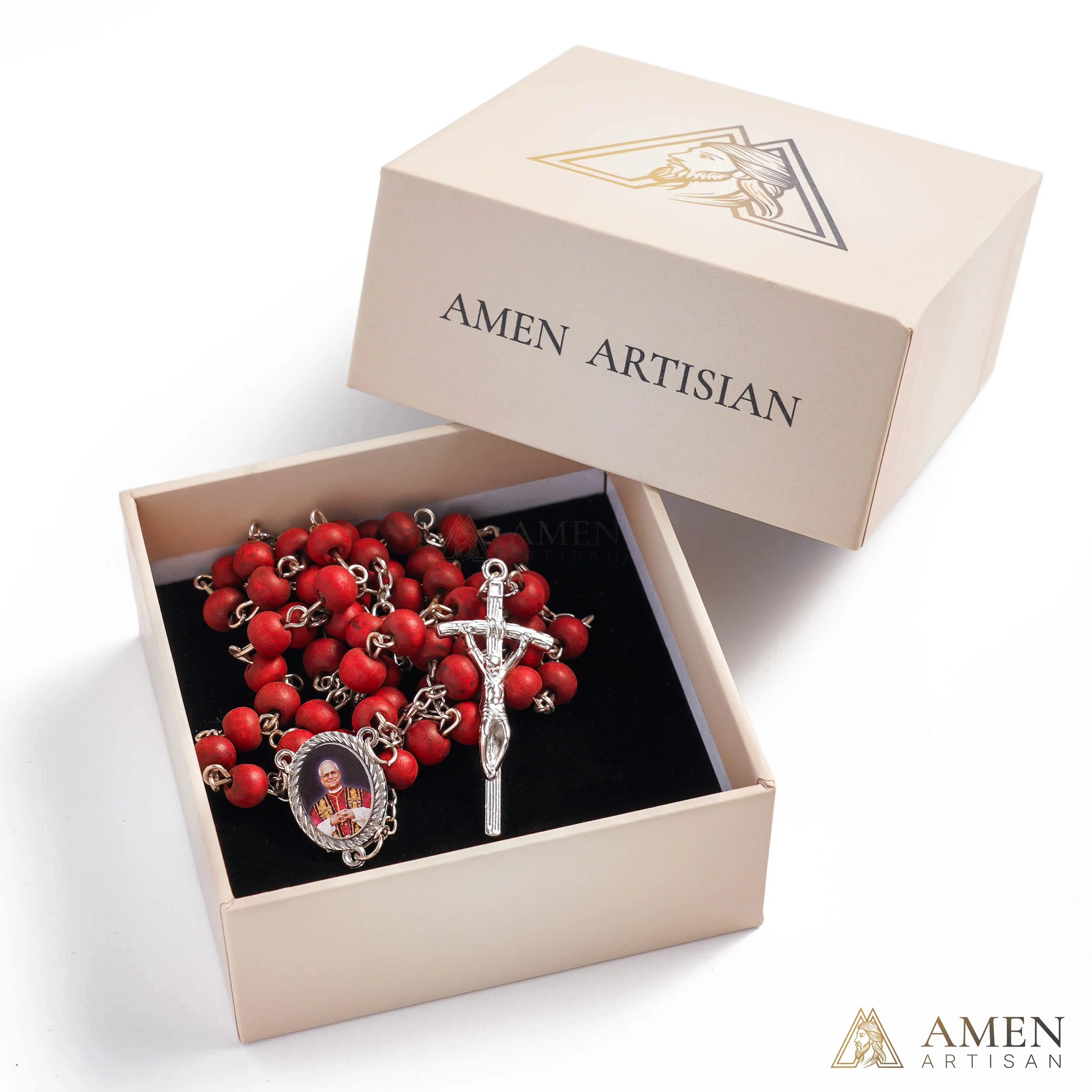 Aromatic Papal Wood Rosary — Scented Wooden Catholic Prayer Beads - Image 5