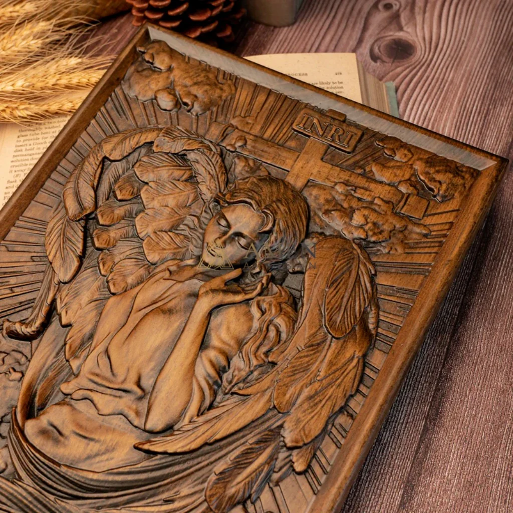 Archangel Chamuel Wood Carving Amen Artisan - Image 3