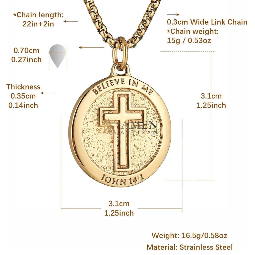 Cross Medallion Pendant Necklace Amen Artisan - Image 9