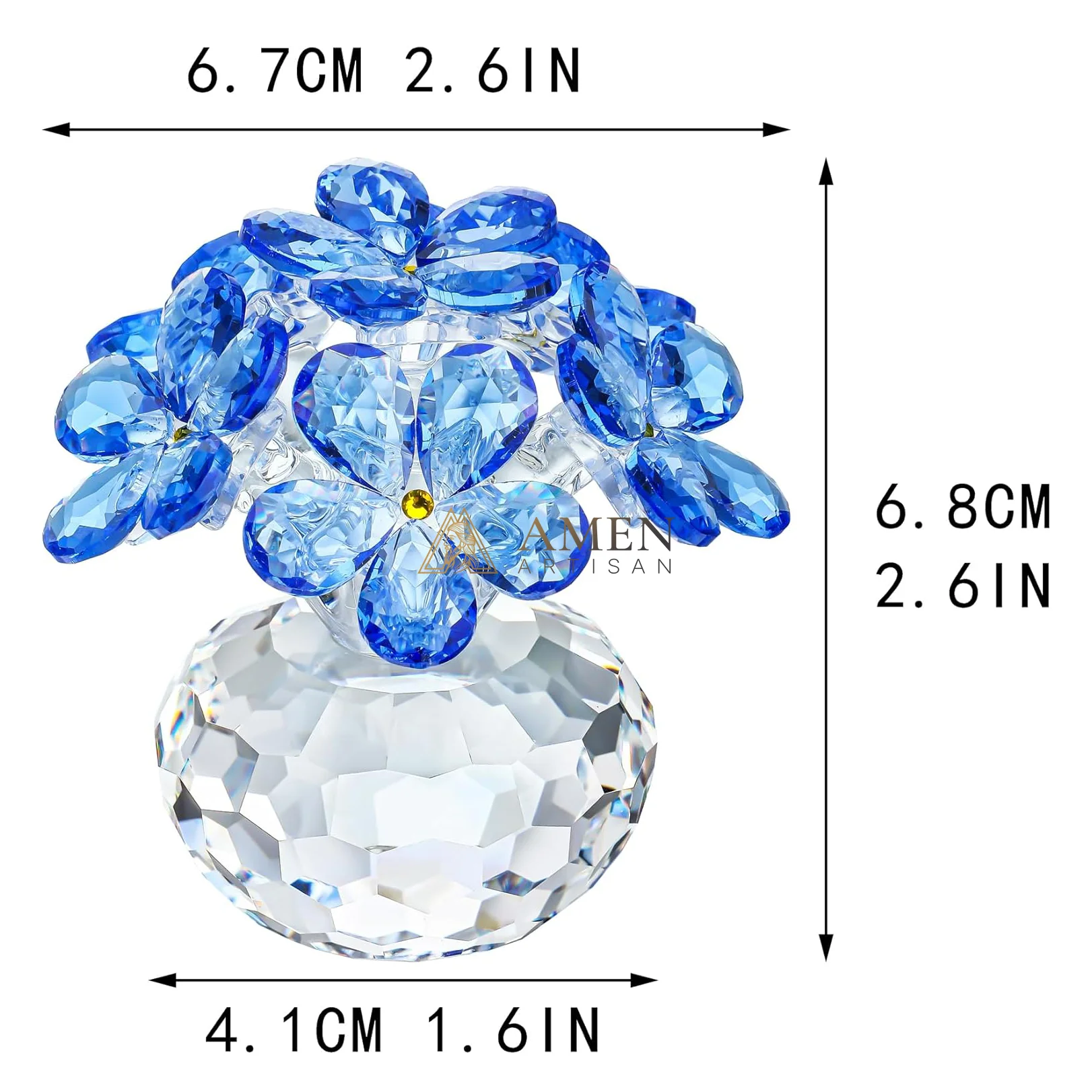 Crystal Blue Floral Figurine  Amen Artisan - Image 3