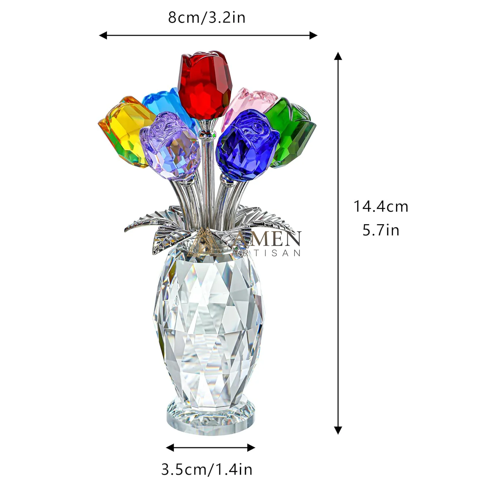 Crystal Colored Rose Figurine  Amen Artisan - Image 3