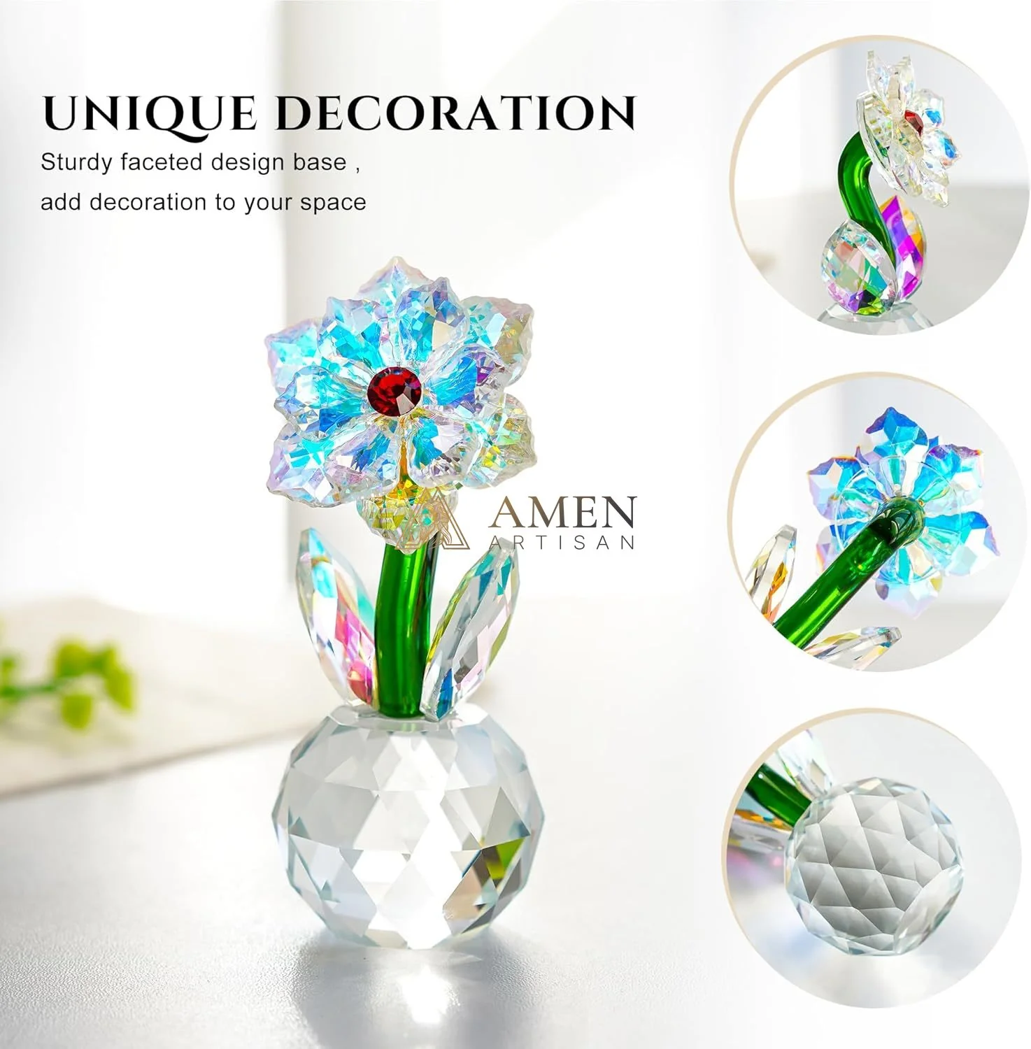 Crystal-Colored Sunflower Figurine Amen Artisan - Image 3