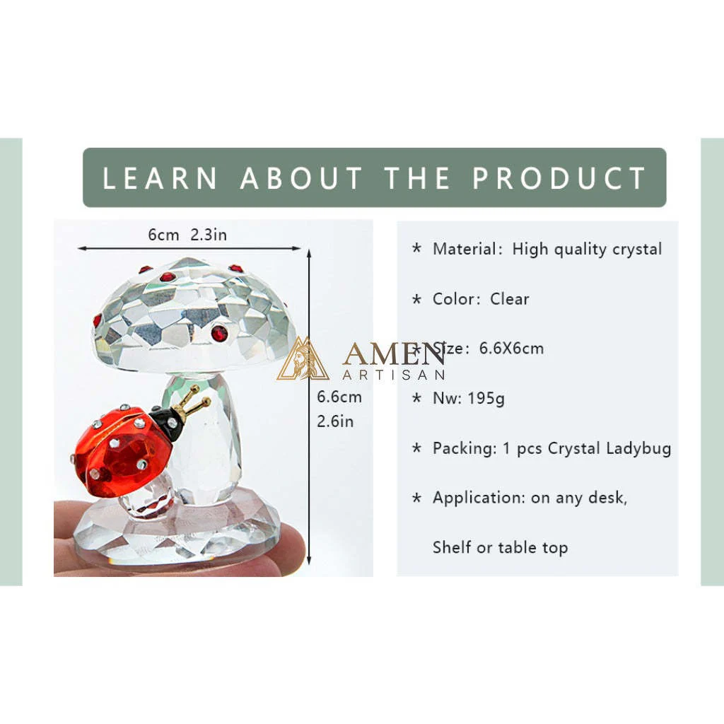 Crystal Mushroom & Ladybug Figurine Amen Artisan - Image 10