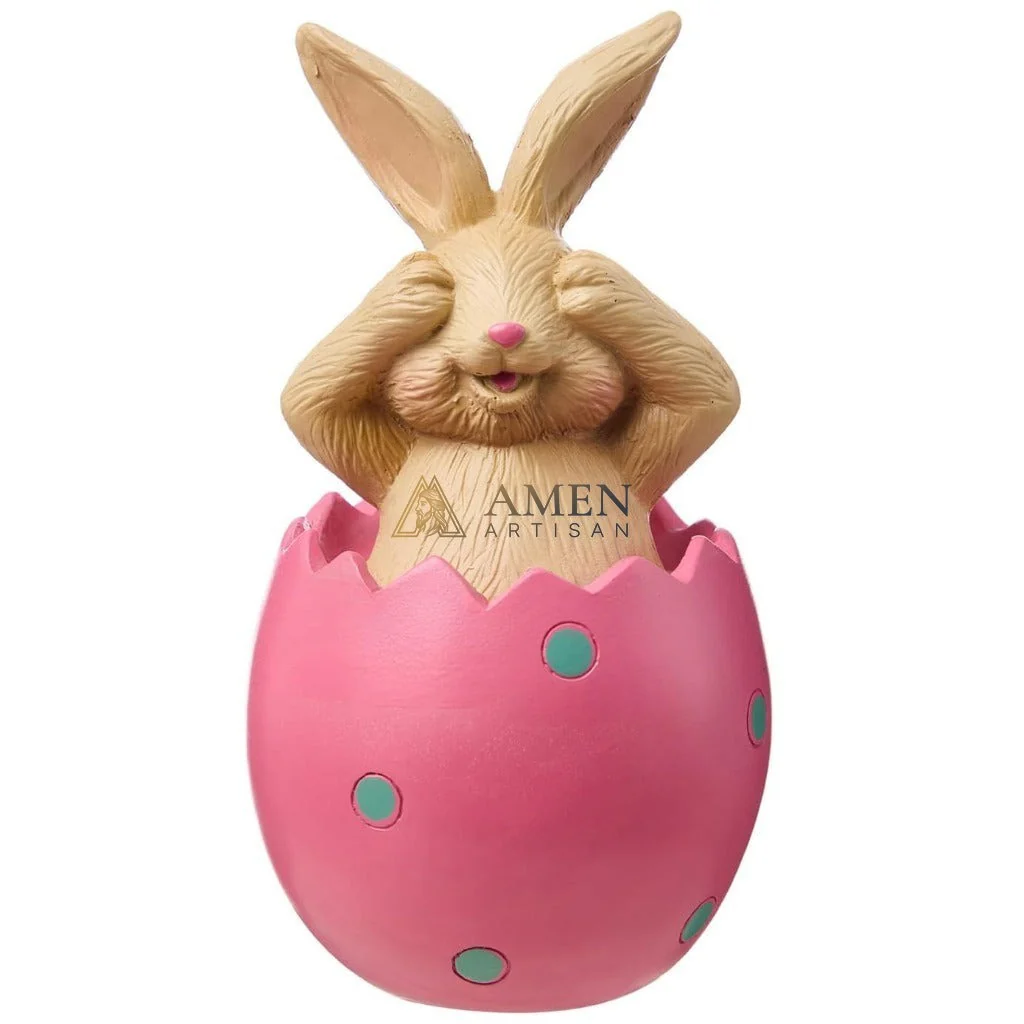 Easter Bunny Egg Statue Amen Artisan - Image 14