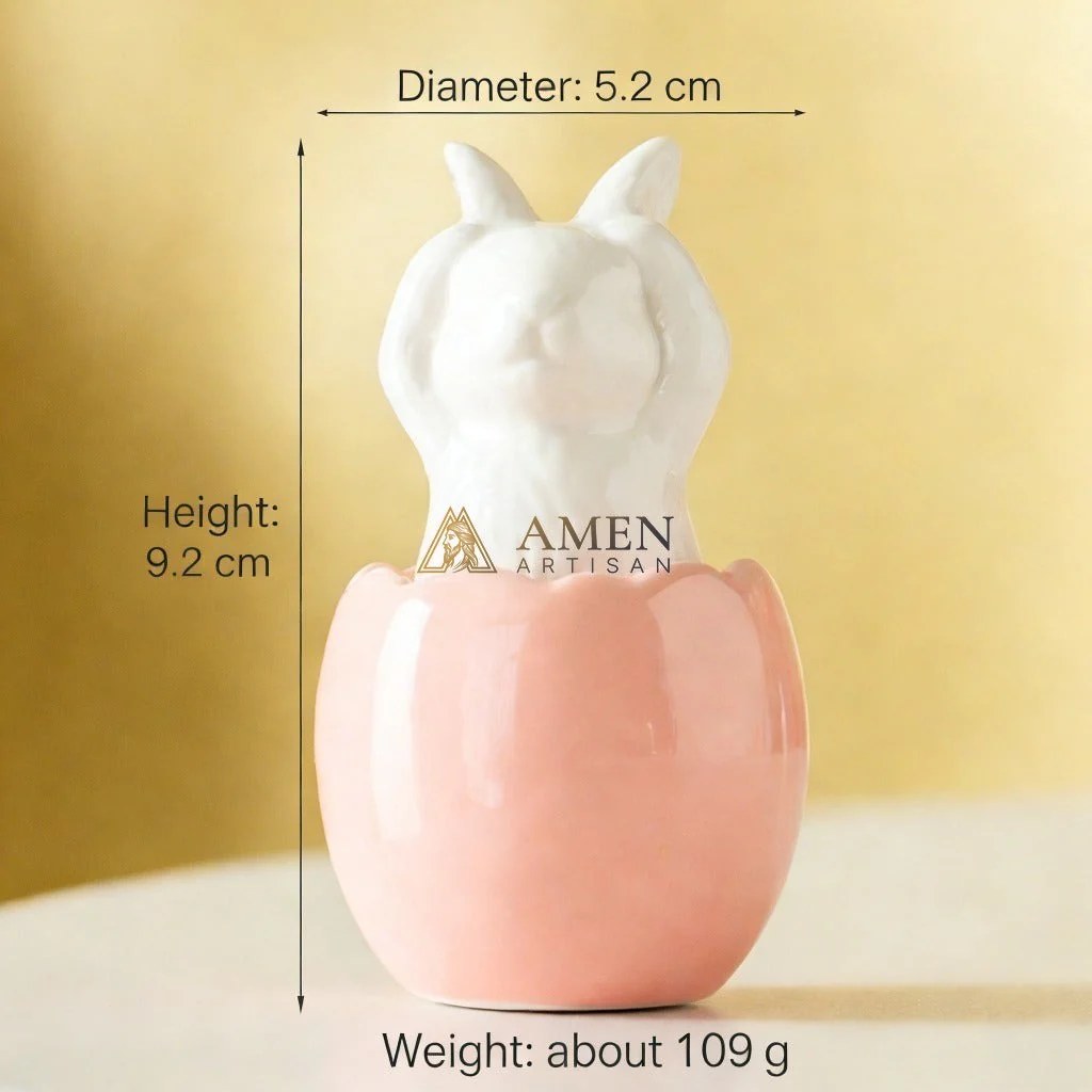 Easter Ceramic Bunny Egg Statue Amen Artisan - Image 10
