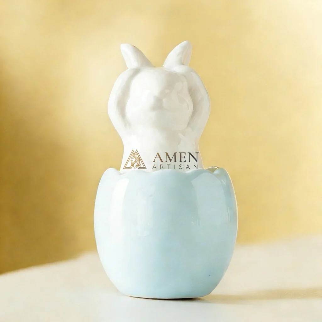 Easter Ceramic Bunny Egg Statue Amen Artisan - Image 15