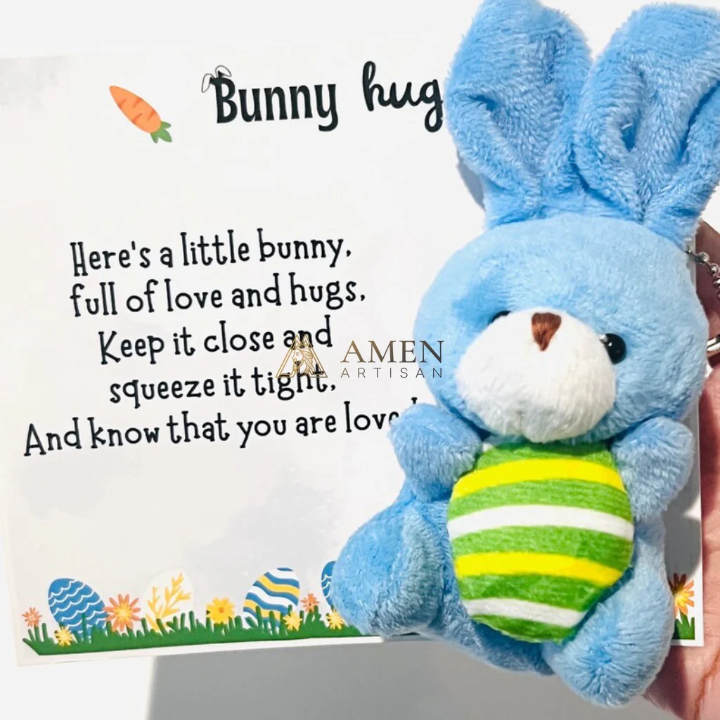 Easter Cuddly Bunny  Egg Pocket Hug Charm Amen Artisan - Image 2