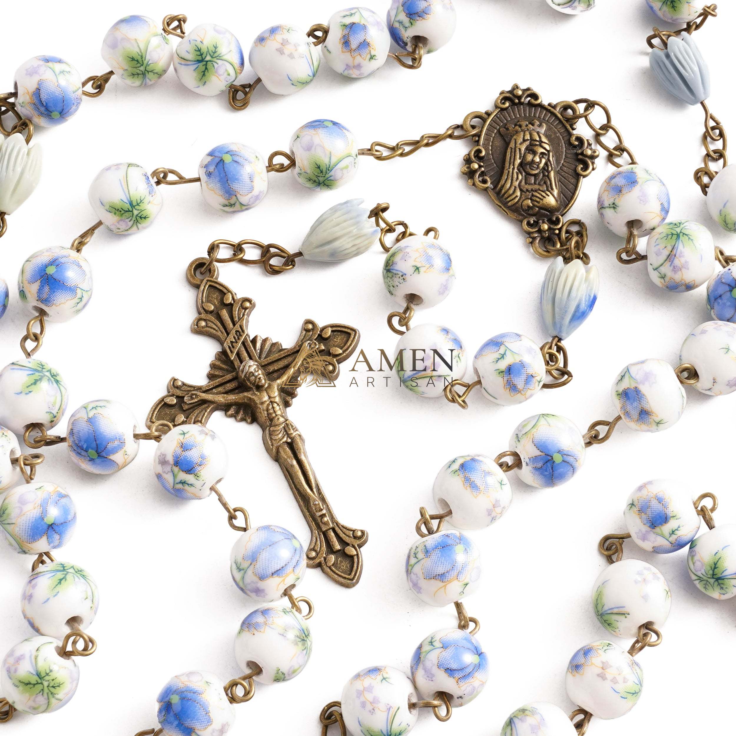 Flowers and Plants Ceramic Rosary Amen Artisan - Image 4