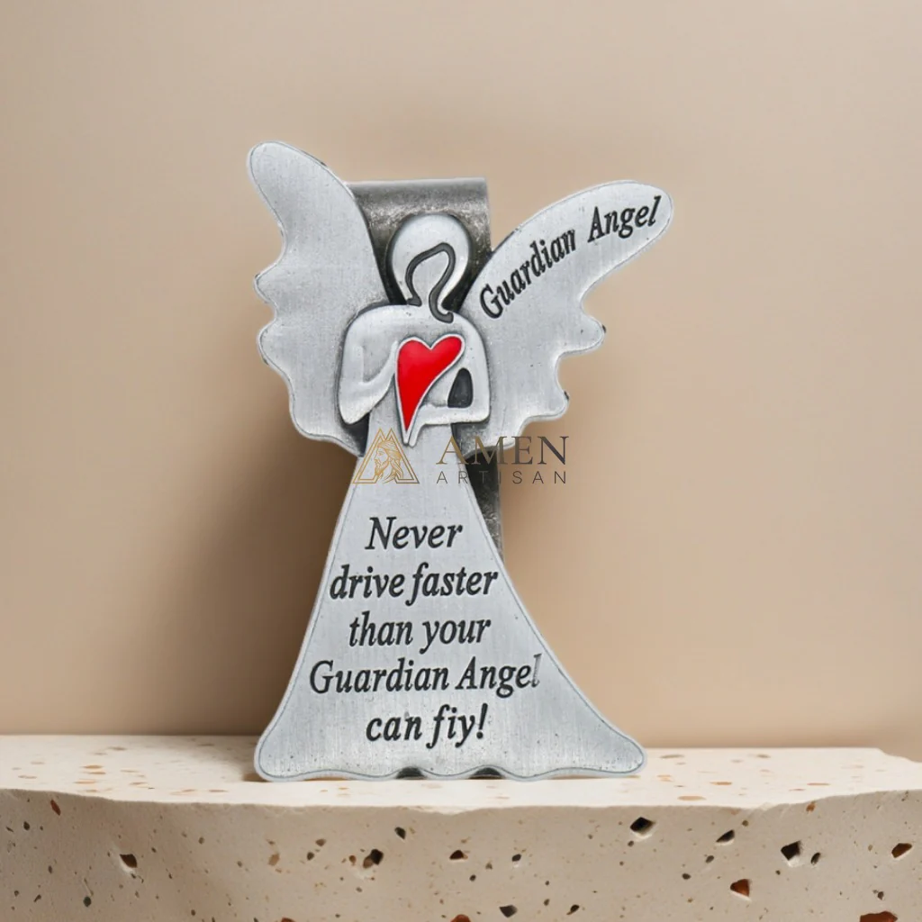 Guardian Angel with Heart Car Visor Clip Amen Artisan - Image 4