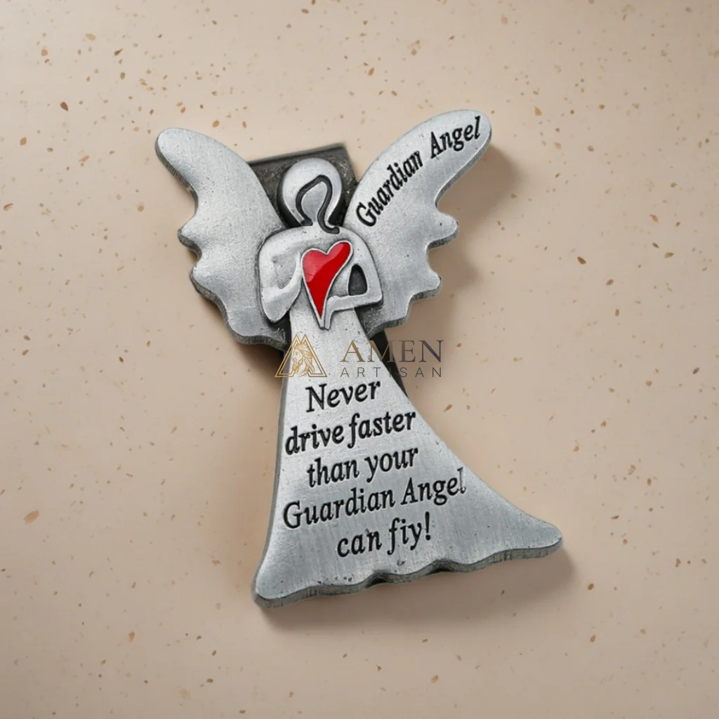 Guardian Angel with Heart Car Visor Clip Amen Artisan - Image 5