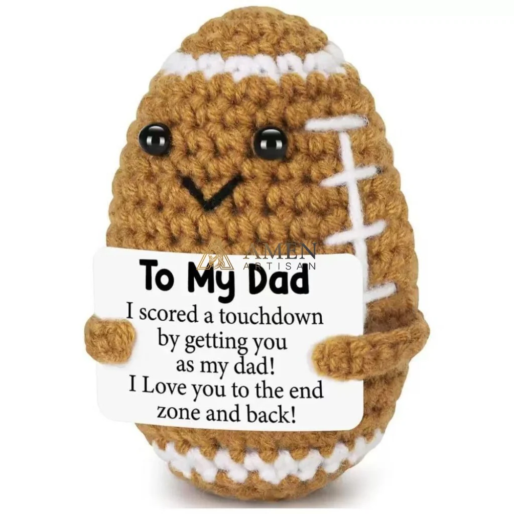 Hand-Knit Positive Football Plush Doll Amen Artisan - Image 11