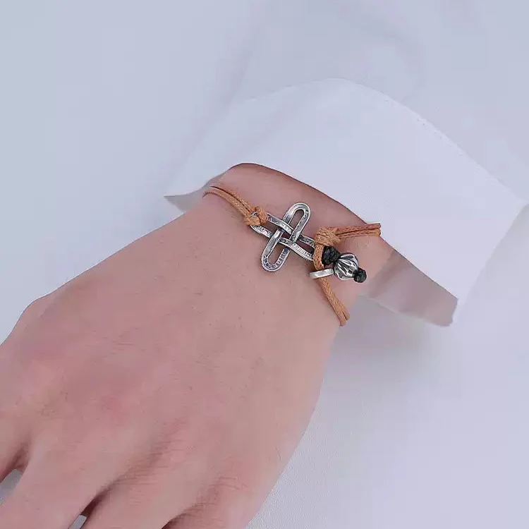 Handmade 10-cent silver coin cross bracelet - Image 3