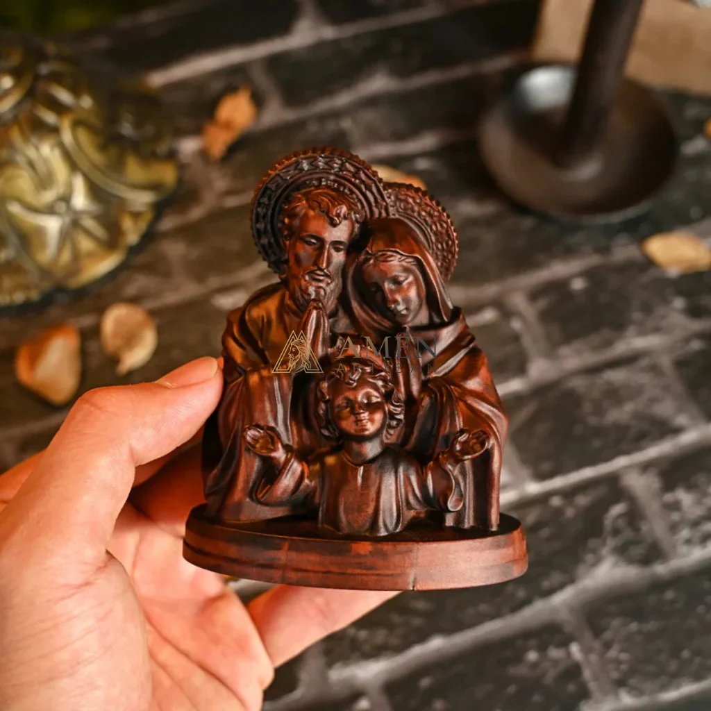 Holy Family Wood Carving - Image 3