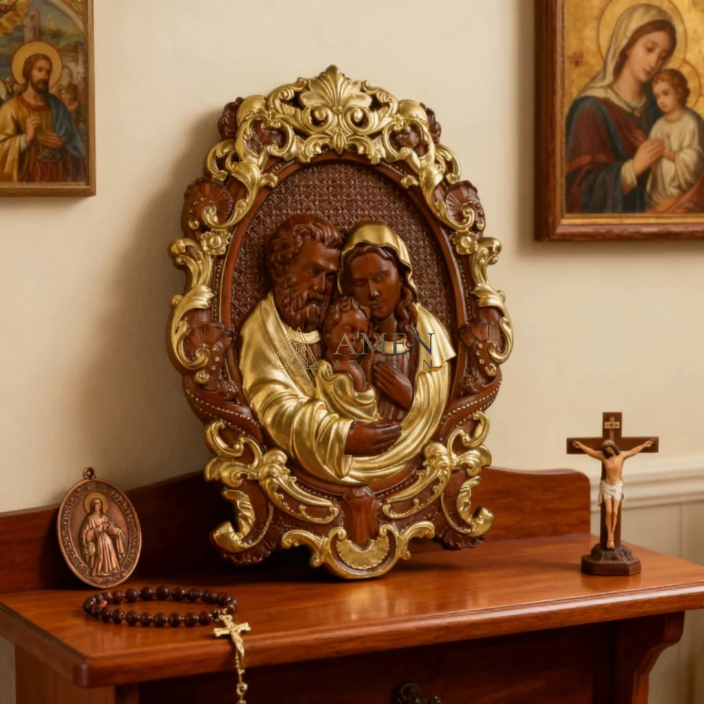 Holy Family Wood Carving - Image 4