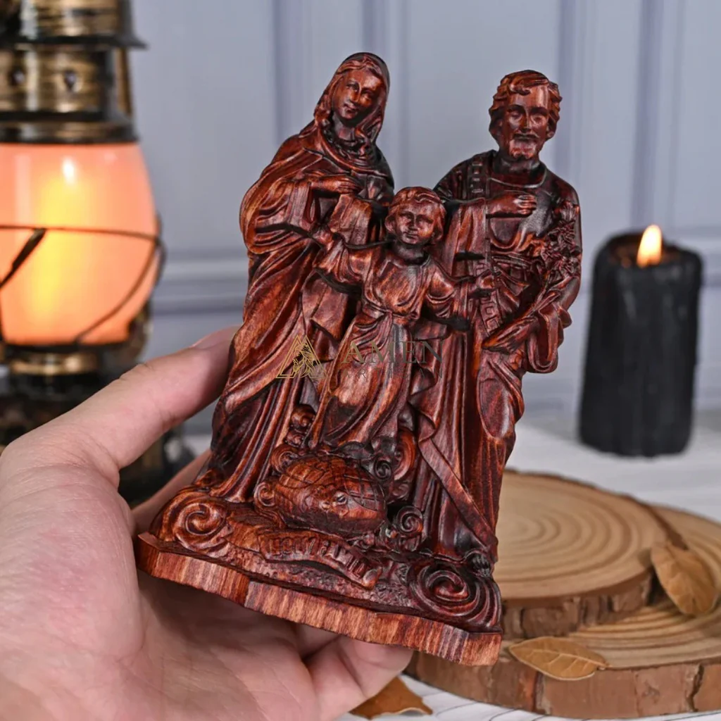 Holy Family Wood Carving - Image 6