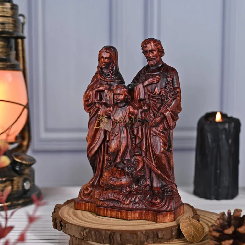 Holy Family Wood Carving - Image 8