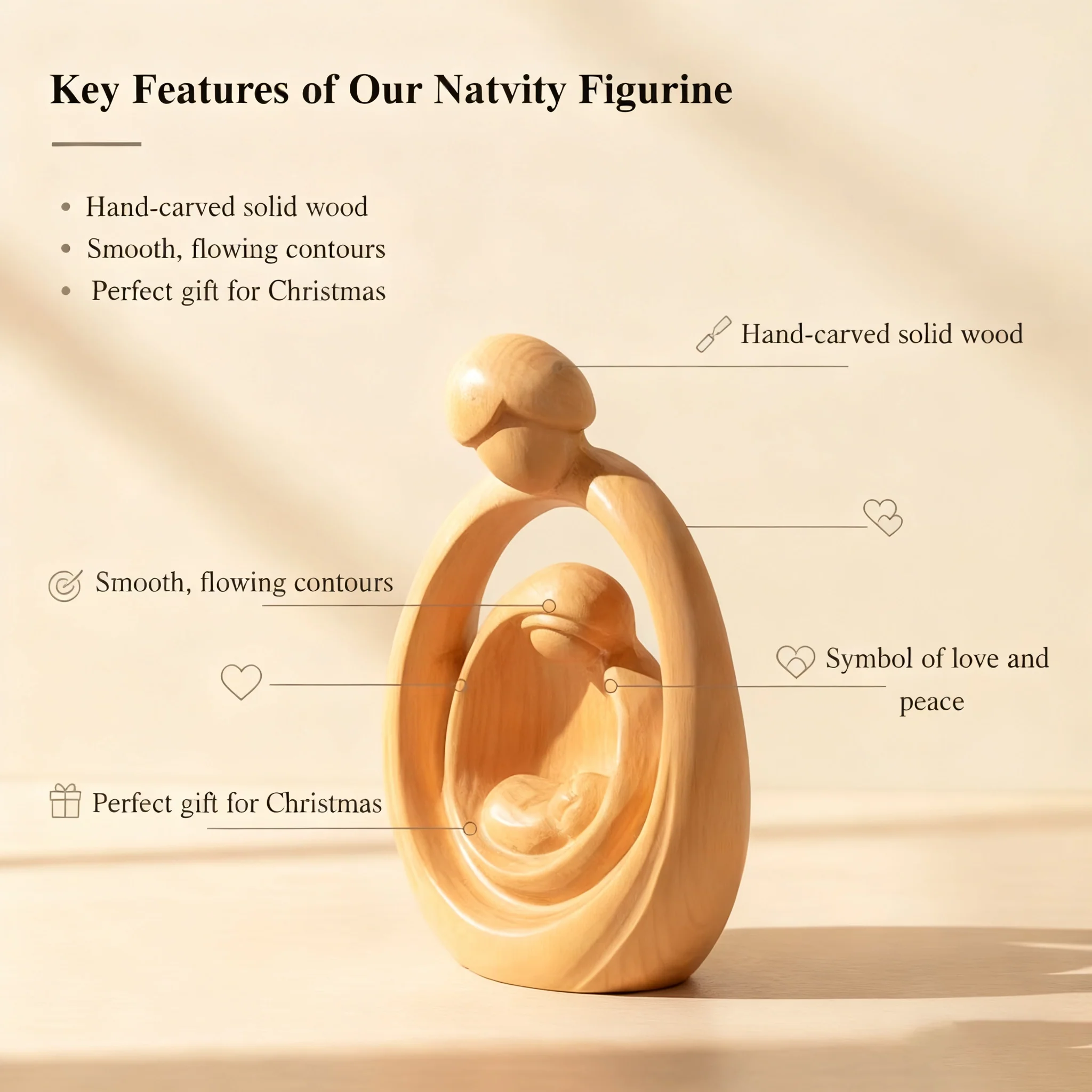 Holy Family Wooden Carving Amen Artisan - Image 2
