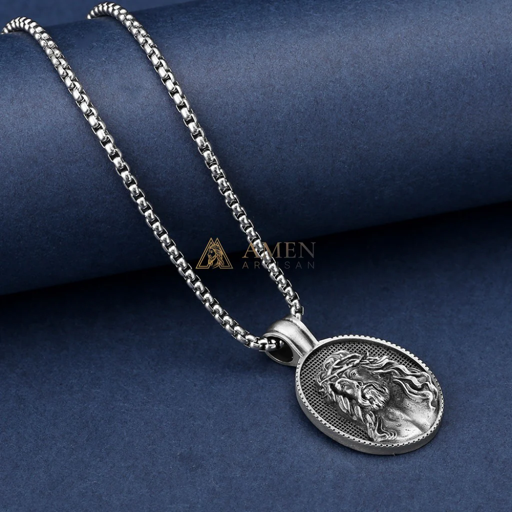 Jesus Crown of Thorns Oval Pendant Necklace Amen Artisan - Image 3
