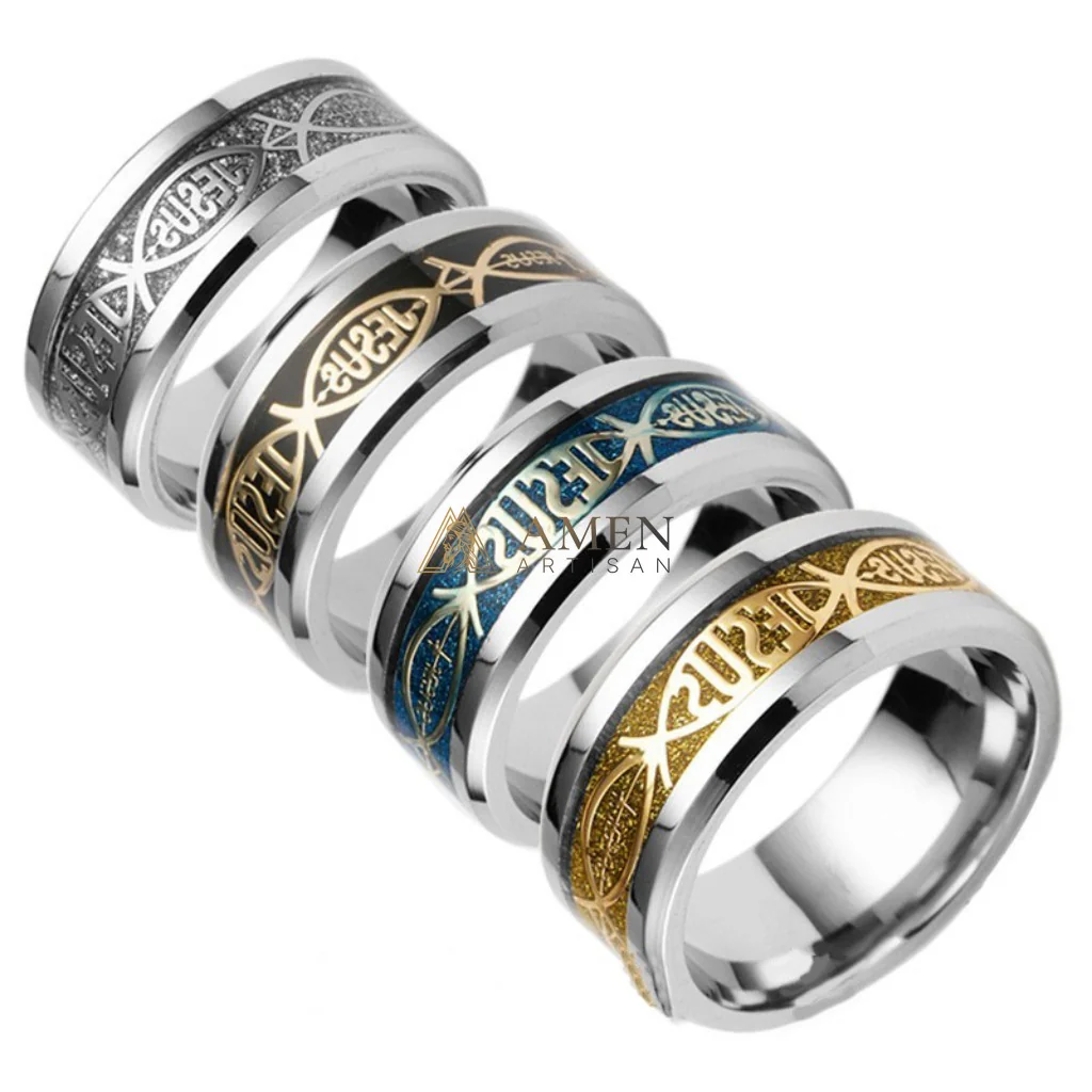 Jesus Titanium Steel Ring Amen Artisan - Image 5