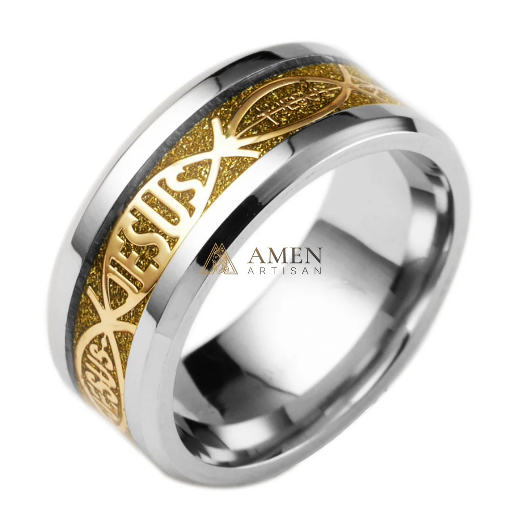 Jesus Titanium Steel Ring Amen Artisan - Image 6