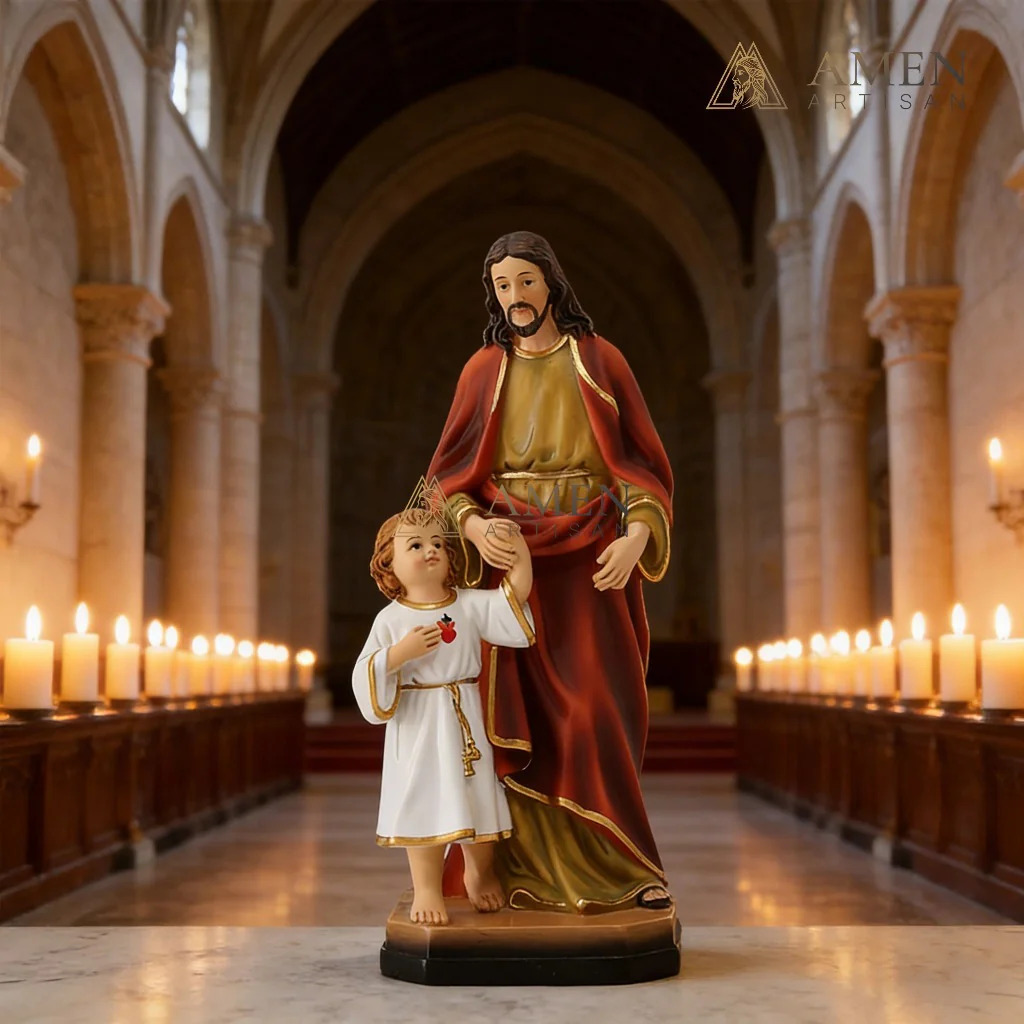 Jesus with Children Statue Amen Artisan - Image 2