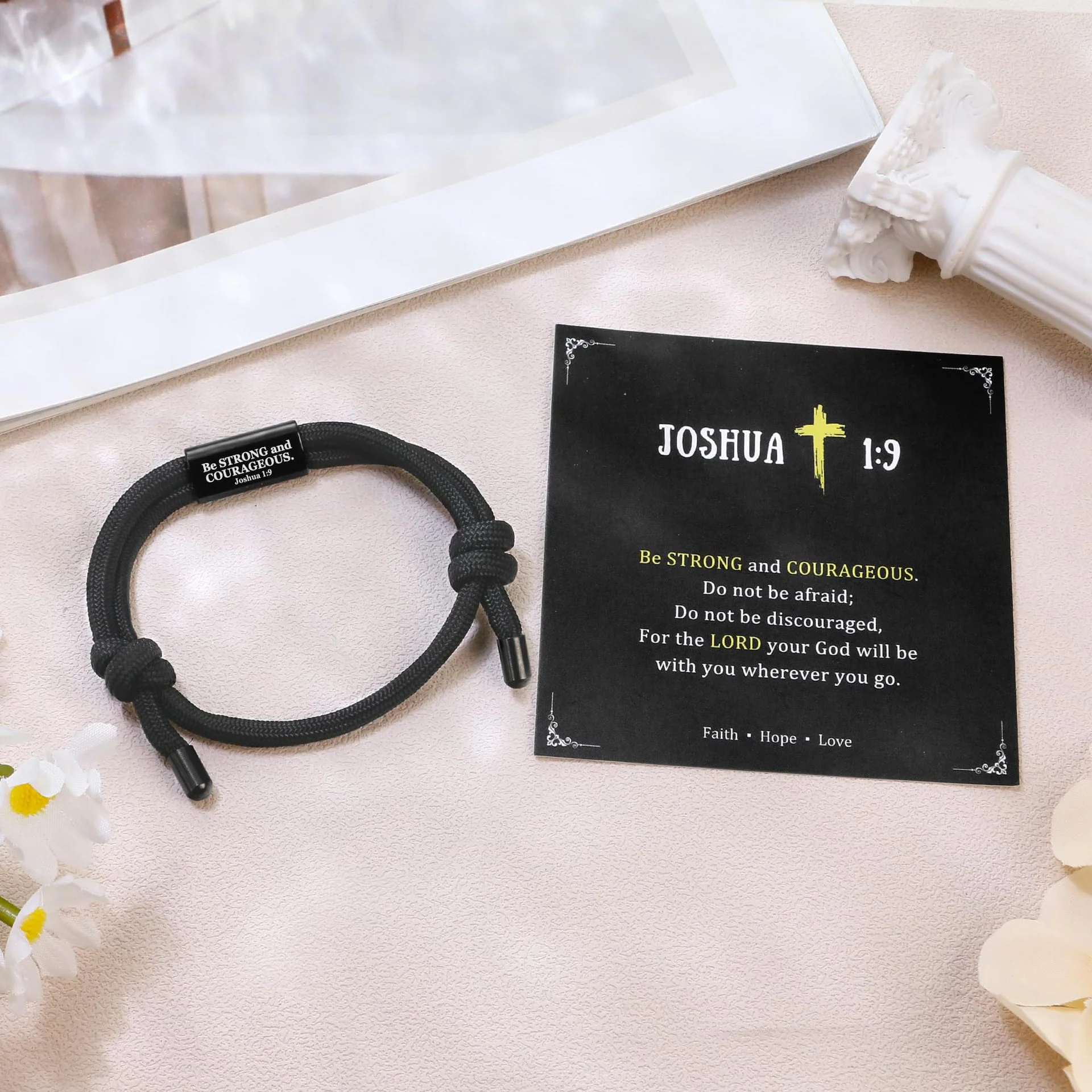 Joshua 1:9 Be Strong and Courageous Paracord Cross Bracelet - Image 6