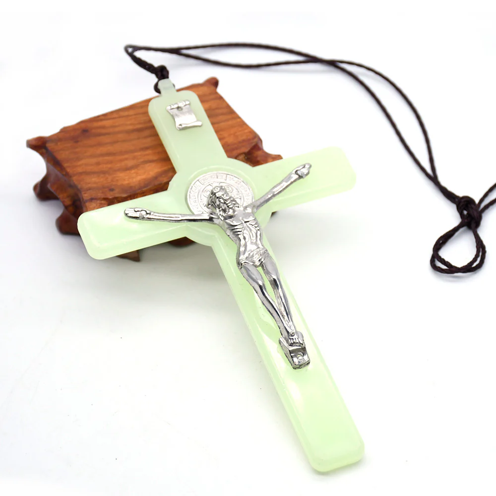 Large Glow In The Dark Crucifix Cross Necklace Amen Artisan - Image 3