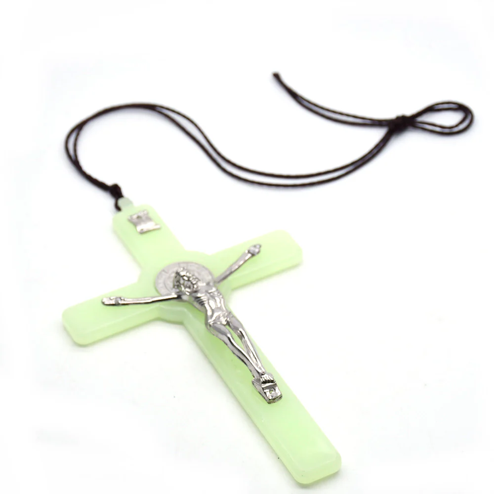 Large Glow In The Dark Crucifix Cross Necklace Amen Artisan - Image 4