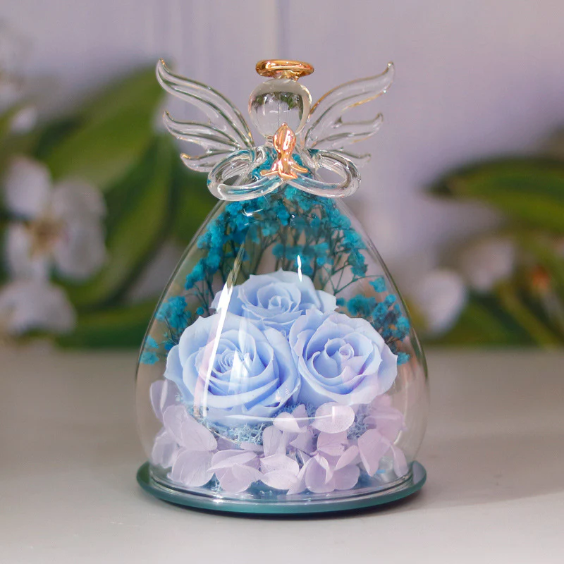 Little Angel Glass Dome with Preserved Rose Amen Artisan - Image 12