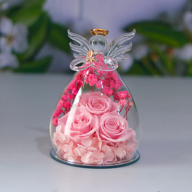 Little Angel Glass Dome with Preserved Rose Amen Artisan - Image 8