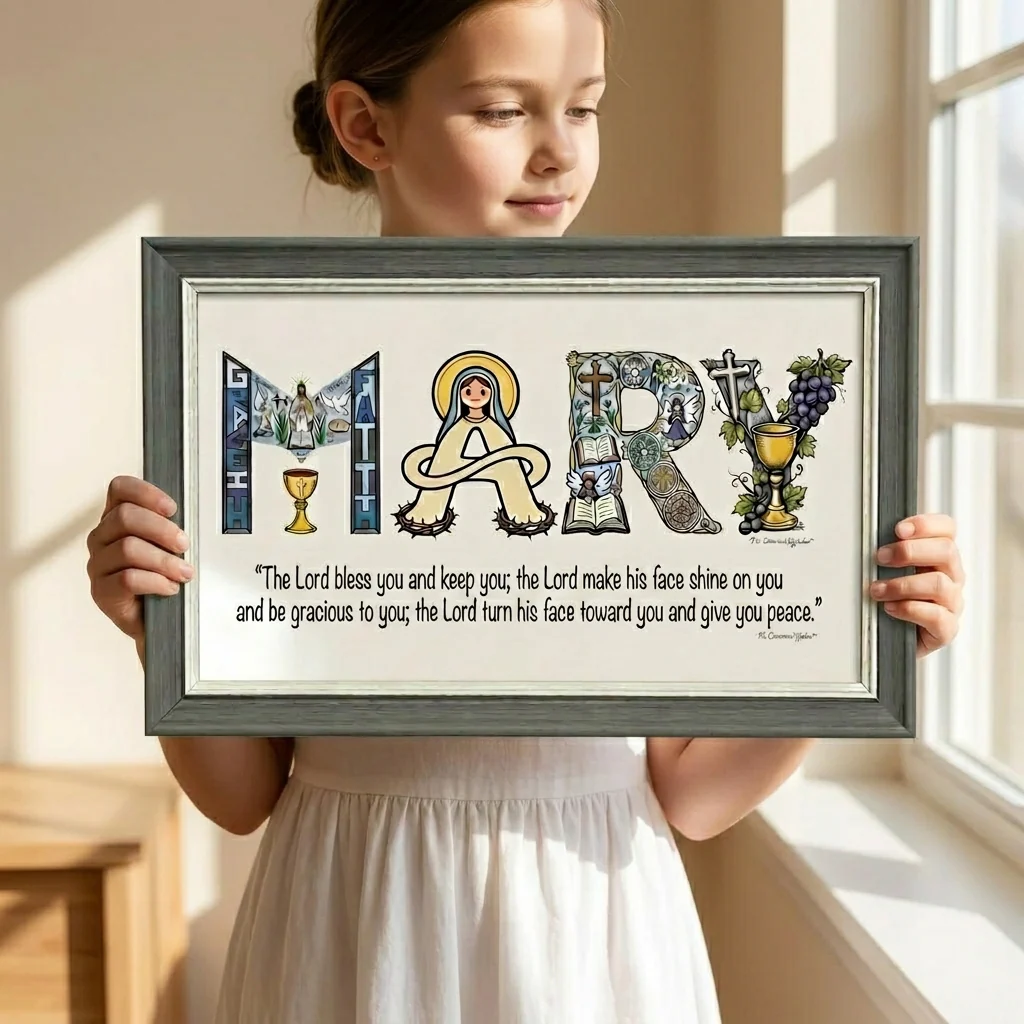 Personalized Faith Name Art Frame  – Baptism & First Communion  | Amen Artisan - Image 10