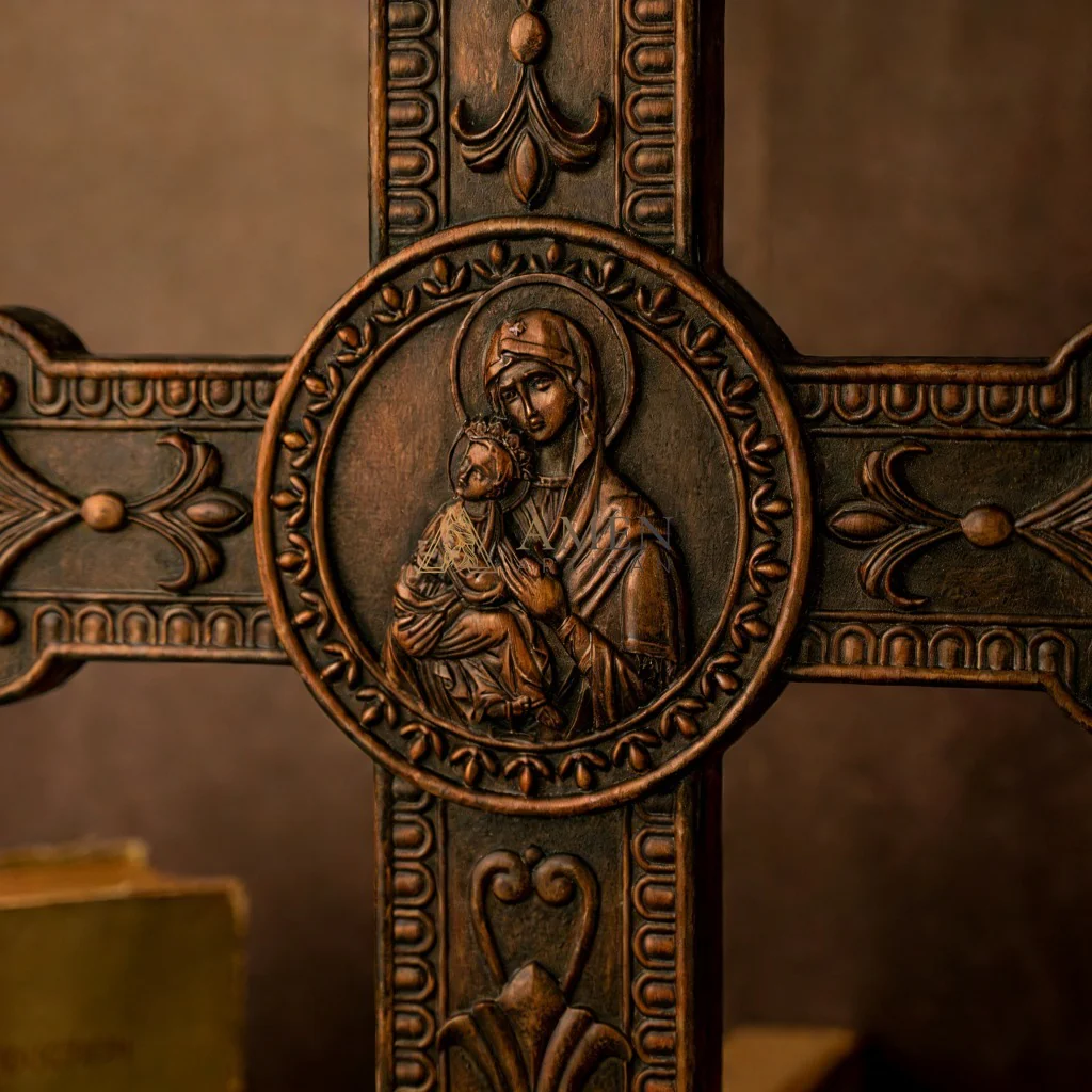 Madonna and Child Wood Carving Amen Artisan - Image 3