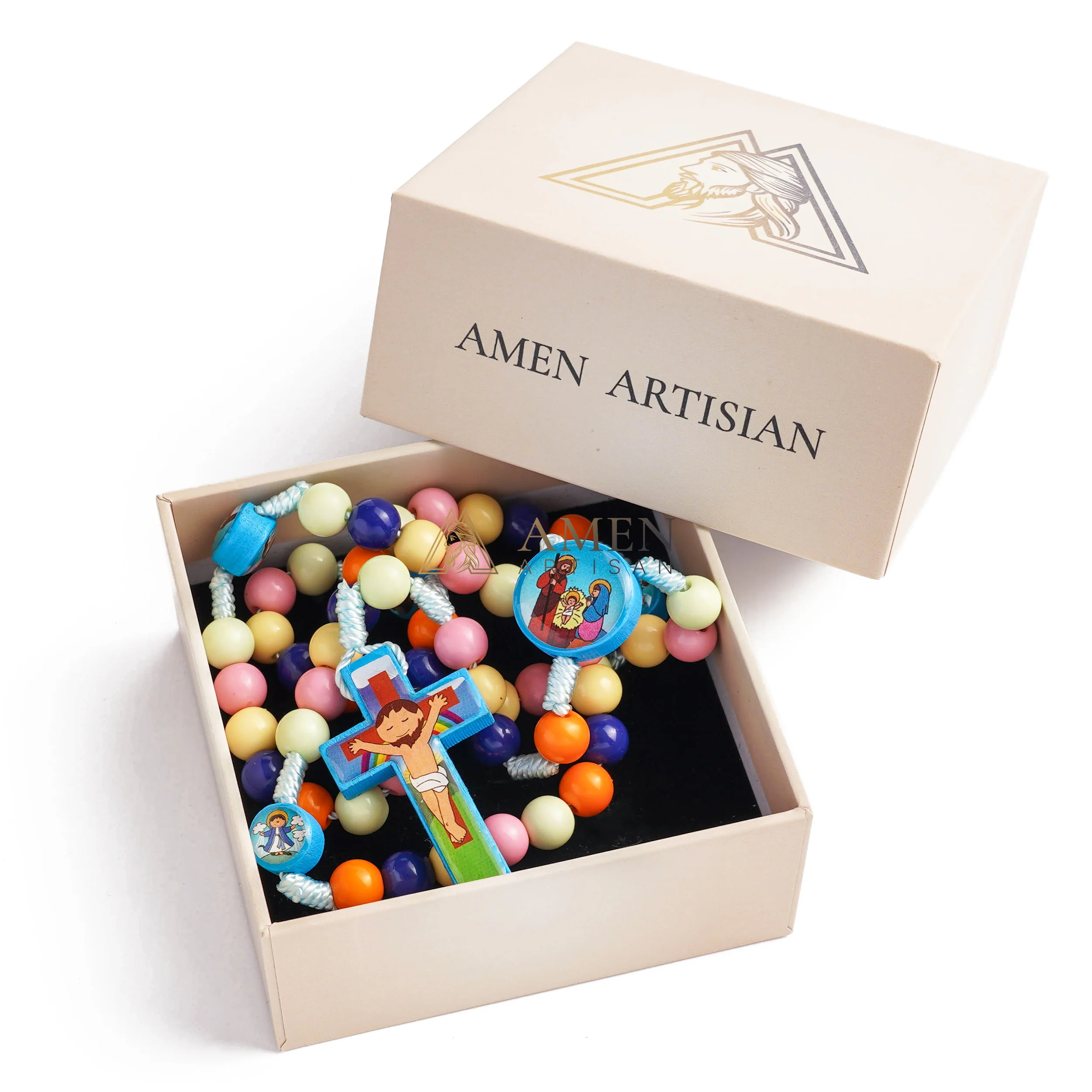 "My First Rosary" – Colorful Wooden Prayer Beads for Children - Perfect Religious Gift from Grandparents - Image 3