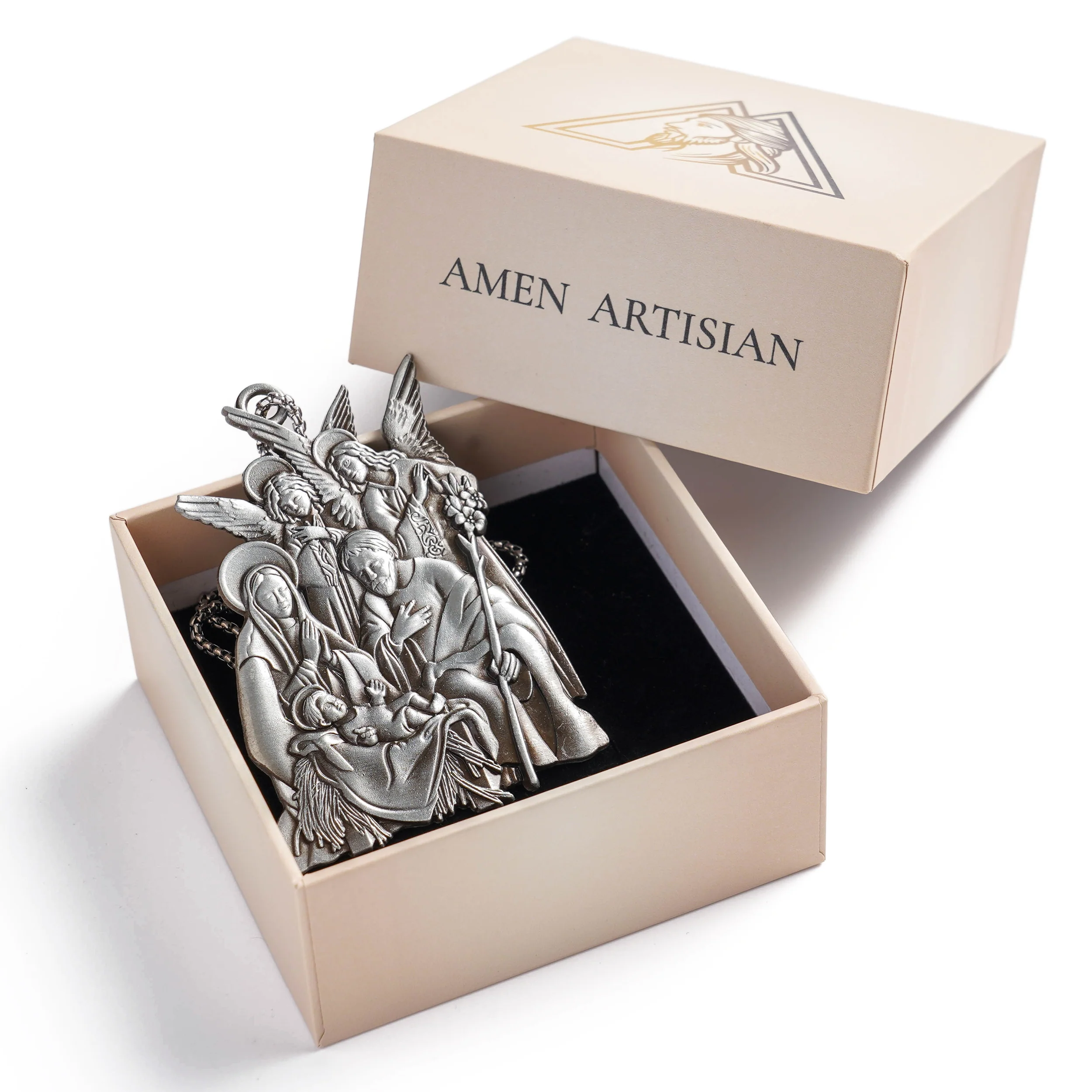Premium Titanium Steel Nativity Ornament with Chain & Gift Box – 7 cm / 2.75" - Image 15