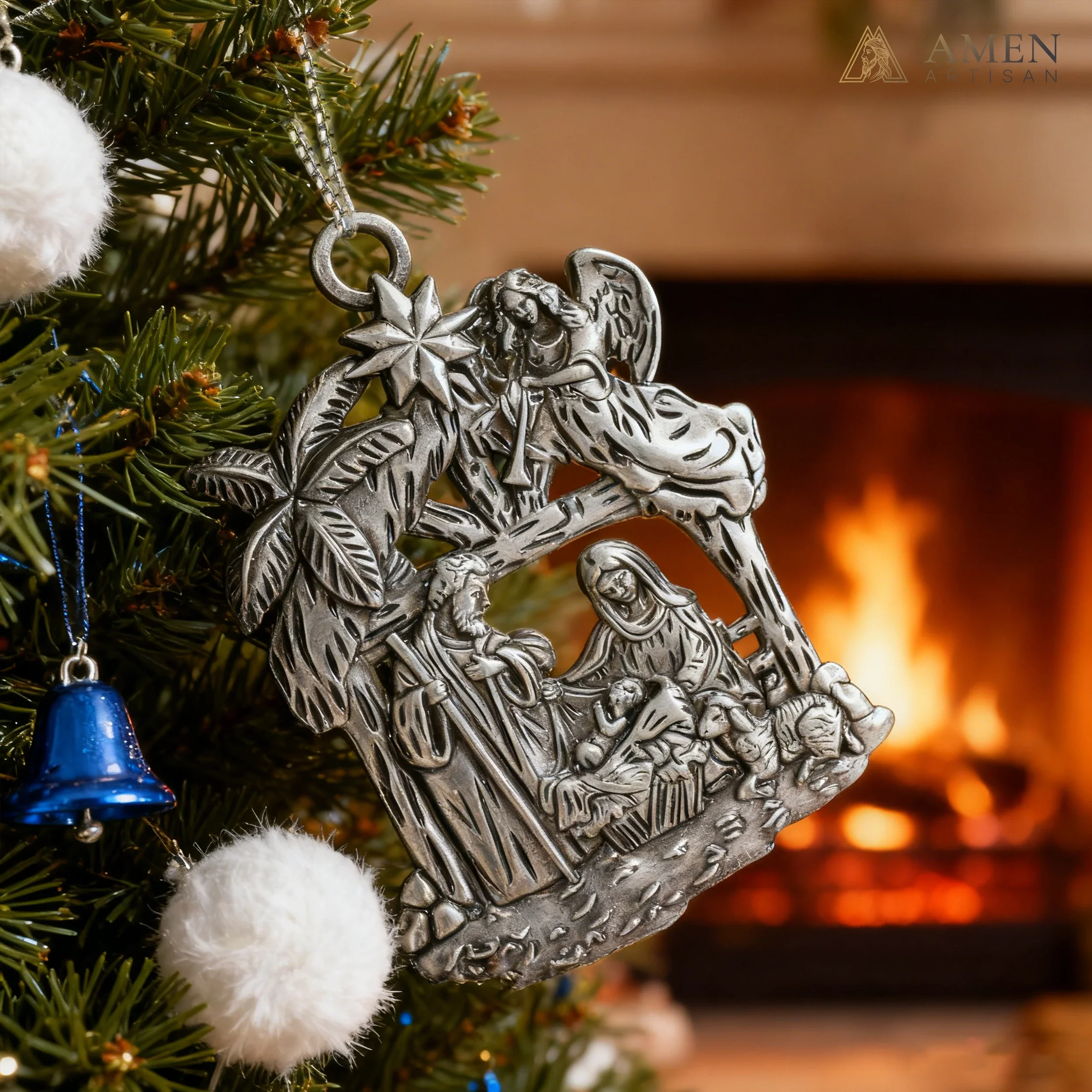 Premium Titanium Steel Nativity Ornament with Chain & Gift Box – 7 cm / 2.75" - Image 5