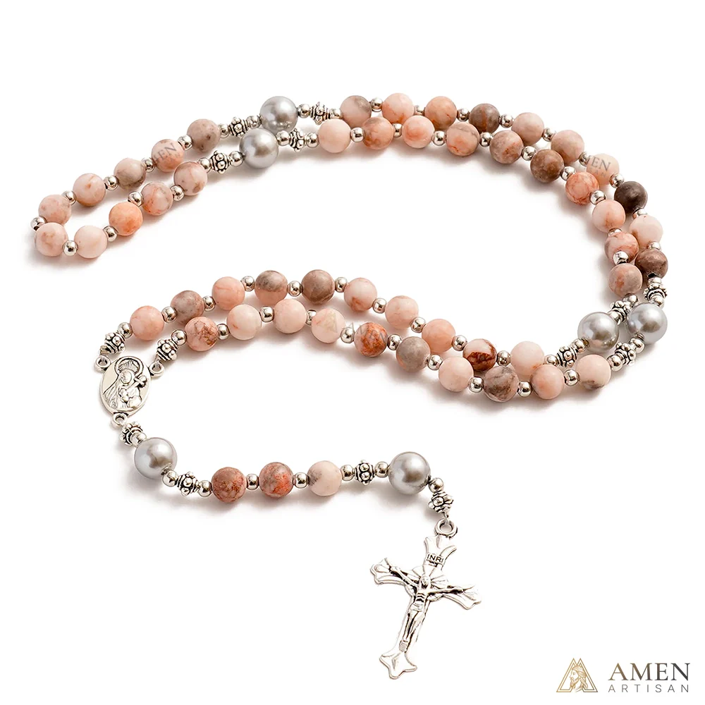 【Deal Today】Natural Pink Zebra Jasper Rosary - Image 3