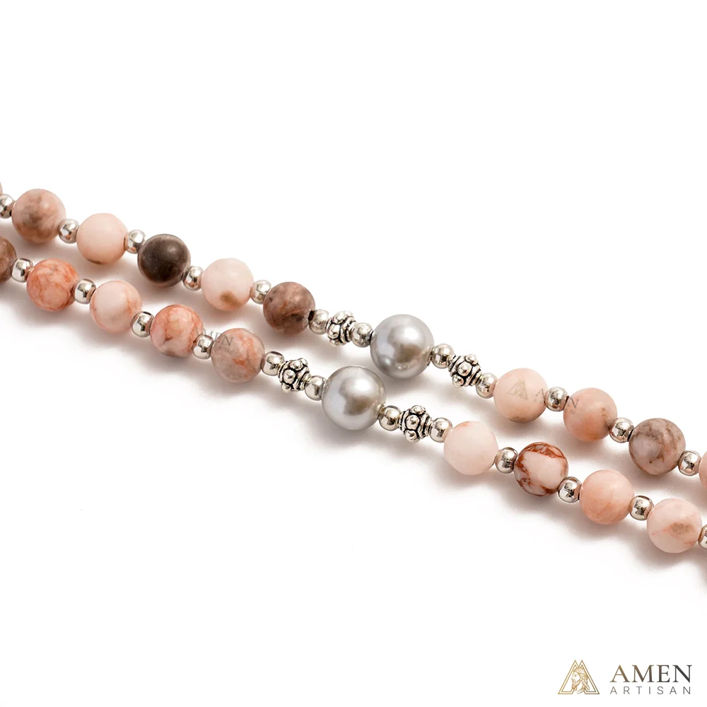 【Deal Today】Natural Pink Zebra Jasper Rosary - Image 4