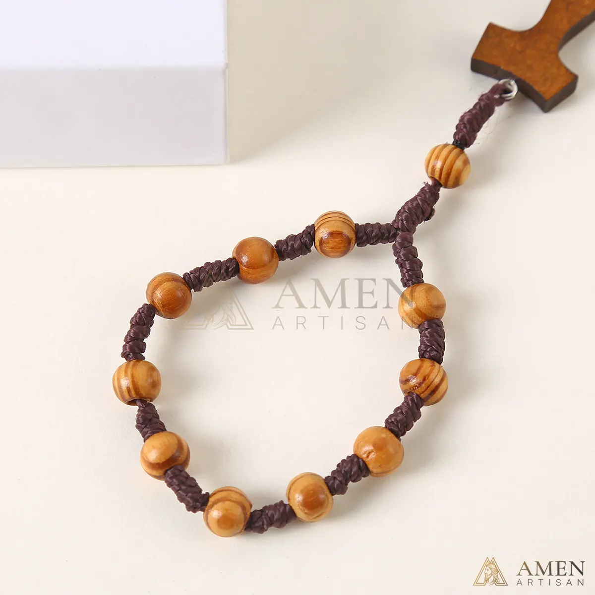 Nature Wood Rosary Amen Artisan - Image 3