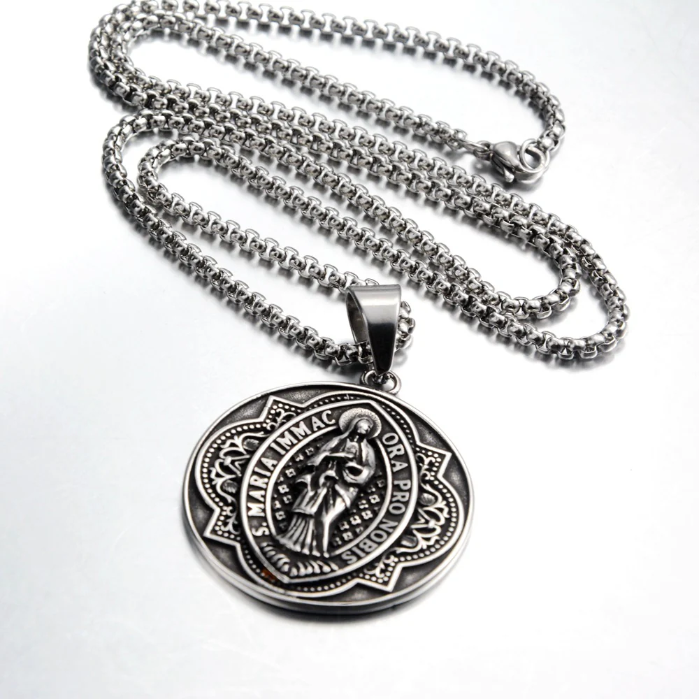 Our Lady of Fátima Ancient Silver and Gold Metal Necklace Amen Artisan - Image 3