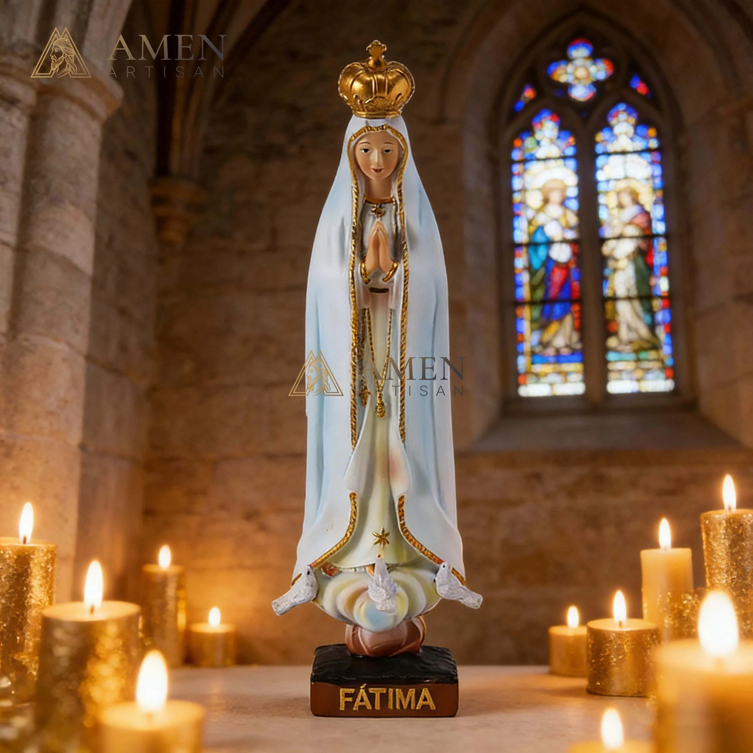 Our Lady of Fatima Statue Amen Artisan - Image 3