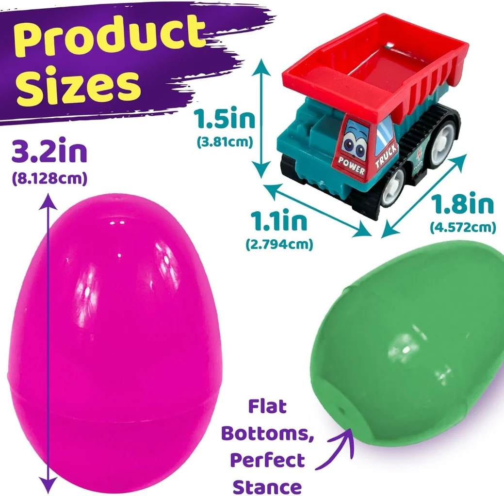 Prefilled Easter Eggs Colorful Easter Construction Truck Egg Set Amen Artisan - Image 3
