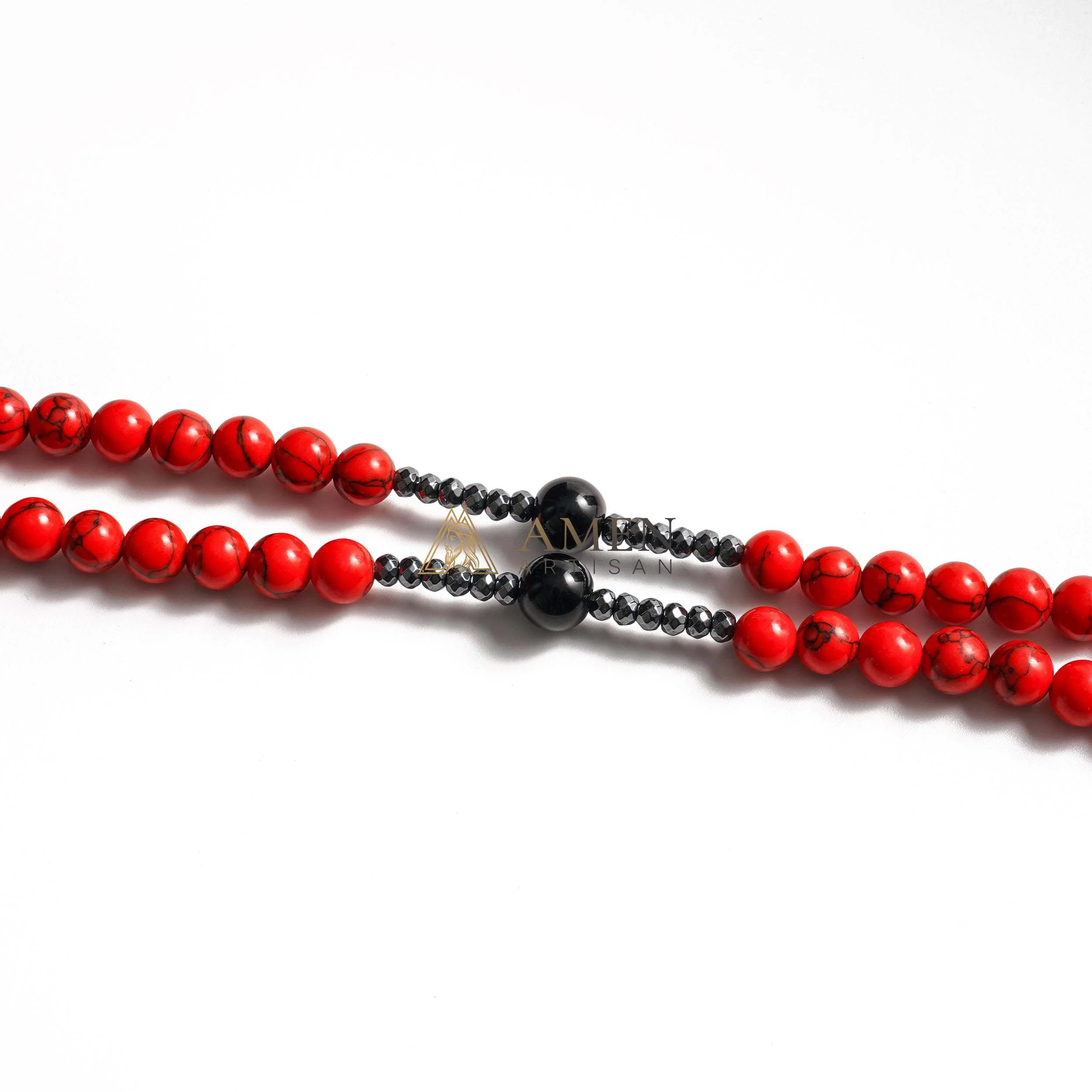 Red Turquoise Cross Rosary Amen Artisan - Image 3
