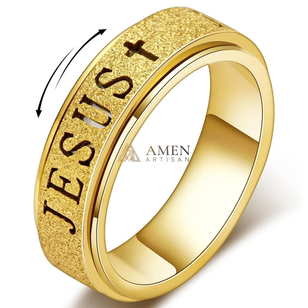 Rotating Matte Jesus Ring Amen Artisan - Image 8