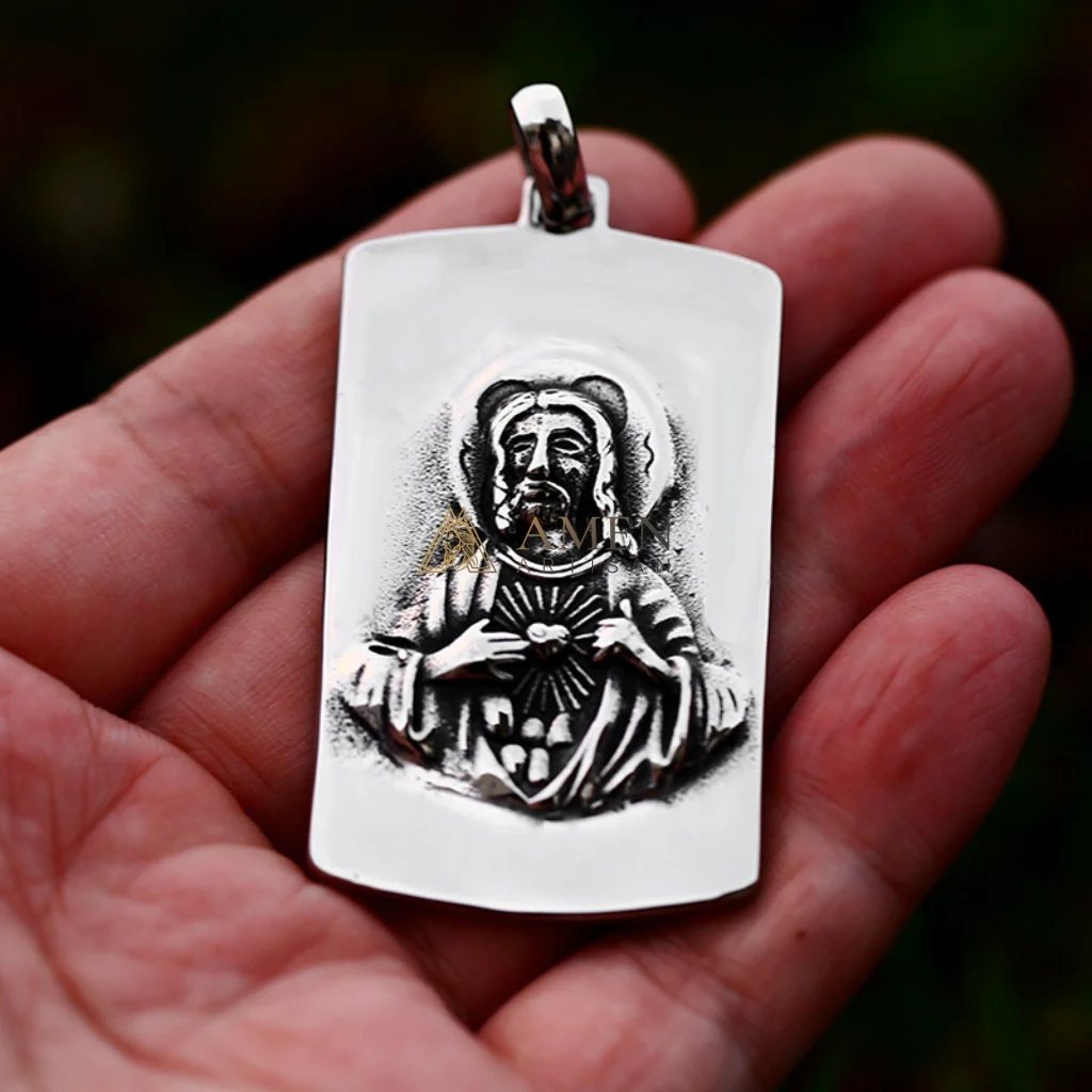 Sacred Heart of Jesus Pendant Necklace Amen Artisan - Image 3