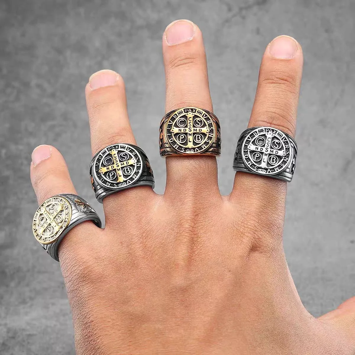 Saint Benedict Cross & Inscriptions Ring Amen Artisan - Image 8